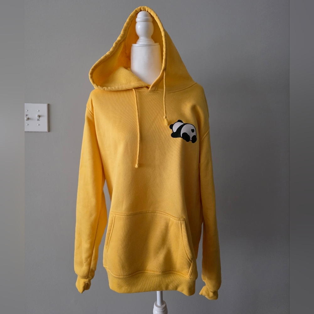 SOLD! Bright Yellow Kawaii Panda Hoodie Medium